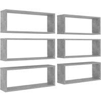 Berkfield Home Wall Cube Shelf 6 pcs Concrete Grey 60x15x23 cm Engineered Wood | Size: 60 x 15 x 23 cm