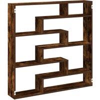 Berkfield Home Wall Cube Shelf 7 Compartments Smoked Oak Engineered Wood in Brown