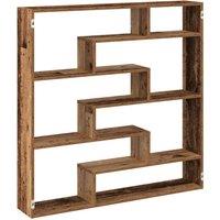 Berkfield Home Wall Cube Shelf 7 Compartments Old Wood Engineered Wood in Brown