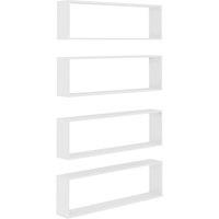 Berkfield Home Wall Cube Shelf 4 pcs White 100x15x30 cm Engineered Wood | Size: 100 x 15 x 30 cm