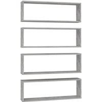 Berkfield Home Wall Cube Shelf 4 pcs Concrete Grey 80x15x26.5 cm Engineered Wood