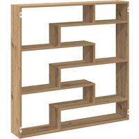 Berkfield Home Wall Cube Shelf 7 Compartments Artisian Oak Engineered Wood in Brown
