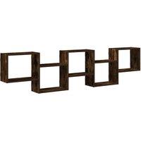 Berkfield Home Wall Cube Shelf 5 Compartments Smoked Oak Engineered Wood in Brown