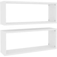 Berkfield Home Wall Cube Shelf 2 pcs White 60x15x23 cm Engineered Wood | Size: 60 x 15 x 23 cm