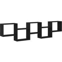 Berkfield Home Wall Cube Shelf 5 Compartments Black Engineered Wood