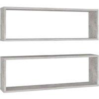 Berkfield Home Wall Cube Shelf 2 pcs Concrete Grey 80x15x26.5 cm Engineered Wood