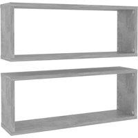 Berkfield Home Wall Cube Shelf 2 pcs Concrete Grey 60x15x23 cm Engineered Wood | Size: 60 x 15 x 23 cm