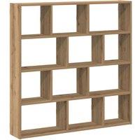 Berkfield Home Wall Cube Shelf 12 Compartments Artisian Oak Engineered Wood in Brown