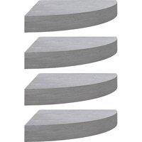 Berkfield Home Wall Corner Shelves 4 pcs Concrete Grey 35x35x3.8 cm MDF