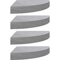 Berkfield Home Wall Corner Shelves 4 pcs Concrete Grey 25x25x3.8 cm MDF