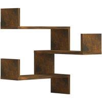 Berkfield Home Wall Corner Shelves 2 pcs Smoked Oak 40x40x50 cm Engineered Wood in Brown | Size: 40 x 40 x 50 cm