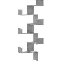 Berkfield Home Wall Corner Shelf Concrete Grey 45x45x147 cm Engineered Wood | Size: 45 x 45 x 147 cm
