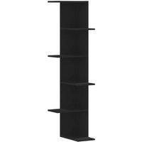 Berkfield Home Wall Corner Shelf Black 36.5x36.5x140 cm Engineered Wood