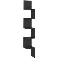 Berkfield Home Wall Corner Shelf Black 20x20x127.5 cm Engineered Wood