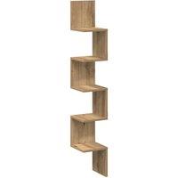 Berkfield Home Wall Corner Shelf Artisan Oak 20x20x127.5 cm Engineered Wood in Brown