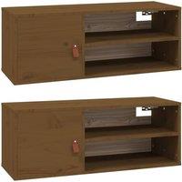 Berkfield Home Wall Cabinets 2 pcs Honey Brown 80x30x30 cm Solid Wood Pine | Size: 80 x 30 x 30 cm