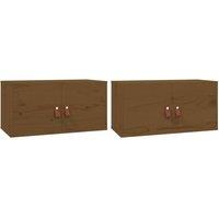 Berkfield Home Wall Cabinets 2 pcs Honey Brown 60x30x30 cm Solid Wood Pine | Size: 60 x 30 x 30 cm
