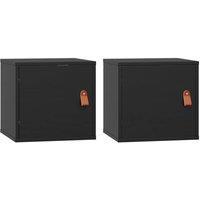 Berkfield Home Wall Cabinets 2 pcs Black 31.5x30x30 cm Solid Wood Pine