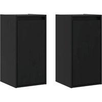 Berkfield Home Wall Cabinets 2 pcs Black 30x30x60 cm Solid Wood Pine | Size: 30 x 30 x 60 cm