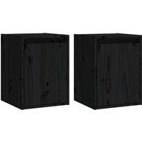 Berkfield Home Wall Cabinets 2 pcs Black 30x30x40 cm Solid Wood Pine | Size: 30 x 30 x 40 cm