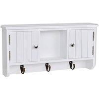 Berkfield Home Wall Cabinet for Keys & Jewelery with Doors & Hooks in White