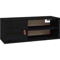 Berkfield Home Wall Cabinet Black 80x30x30 cm Solid Wood Pine | Size: 80 x 30 x 30 cm