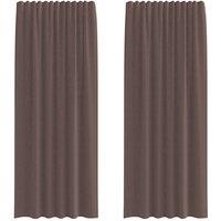 Berkfield Home Voile Curtains with Tab Top 2 pcs Brown