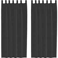 Berkfield Home Voile Curtains with Tab Top 2 pcs Black