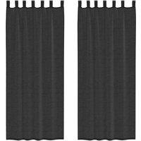 Berkfield Home Voile Curtains with Tab Top 2 pcs Black