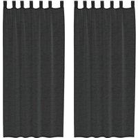 Berkfield Home Voile Curtains with Tab Top 2 pcs Black