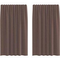 Berkfield Home Voile Curtains with Rod Pockets 2 pcs Brown