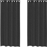 Berkfield Home Voile Curtains with Grommets 2 pcs Black 140x245 cm
