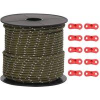 Berkfield Home Tent Guy Rope with Reflective Strips & Spanners 50 m 4 mm in Green
