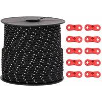 Berkfield Home Tent Guy Rope with Reflective Strips & Spanners 50 m 4 mm in Black