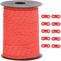 Berkfield Home Tent Guy Rope with Reflective Strips & Spanners 50 m 3 mm in Red