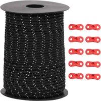 Berkfield Home Tent Guy Rope with Reflective Strips & Spanners 50 m 3 mm in Black