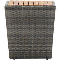 Berkfield Home Tea Table Grey 41.5x41.5x43cm Poly Rattan & Solid Acacia Wood | Size: 41.5x41.5x43 cm