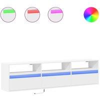 Berkfield Home TV Wall Cabinet with LED White 180x31x45 cm | Size: 180 x 31 x 45 cm