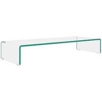 Berkfield Home TV Stand/Monitor Riser Glass Clear 80x30x13 cm | Size: 80 x 30 x 13 cm