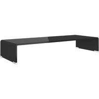 Berkfield Home TV Stand/Monitor Riser Glass Black 80x30x13 cm | Size: 80 x 30 x 13 cm