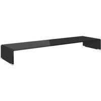 Berkfield Home TV Stand/Monitor Riser Glass Black 110x30x13 cm | Size: 110 x 30 x 13 cm