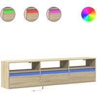 Berkfield Home TV Wall Cabinet with LED Sonoma Oak 180x31x45 cm in Brown | Size: 180 x 31 x 45 cm