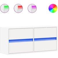 Berkfield Home TV Wall Cabinet with LED Lights White 100x31x45 cm | Size: 100 x 31 x 45 cm