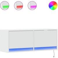 Berkfield Home TV Wall Cabinet with LED Lights White 100x31x35 cm | Size: 100 x 31 x 35 cm