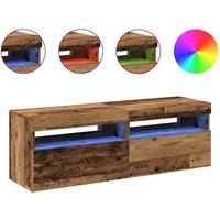 Berkfield Home TV Cabinets with LED Lights 2 pcs Old Wood Engineered Wood in Brown