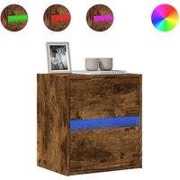 Berkfield Home TV Wall Cabinet with LED Lights Smoked Oak 41x31x45 cm in Brown | Size: 41 x 31 x 45 cm