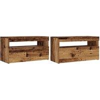 Berkfield Home TV Cabinets with LED Lights 2 pcs Old Wood Engineered Wood in Brown