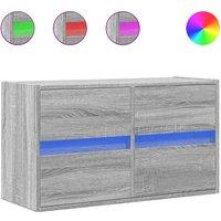 Berkfield Home TV Wall Cabinet with LED Lights Grey Sonoma 80x31x45 cm | Size: 80 x 31 x 45 cm