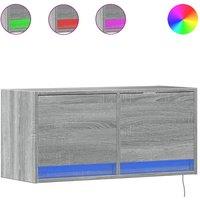 Berkfield Home TV Wall Cabinet with LED Lights Grey Sonoma 80x31x35 cm | Size: 80 x 31 x 35 cm