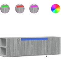 Berkfield Home TV Wall Cabinet with LED Lights Grey Sonoma 135x31x39.5 cm